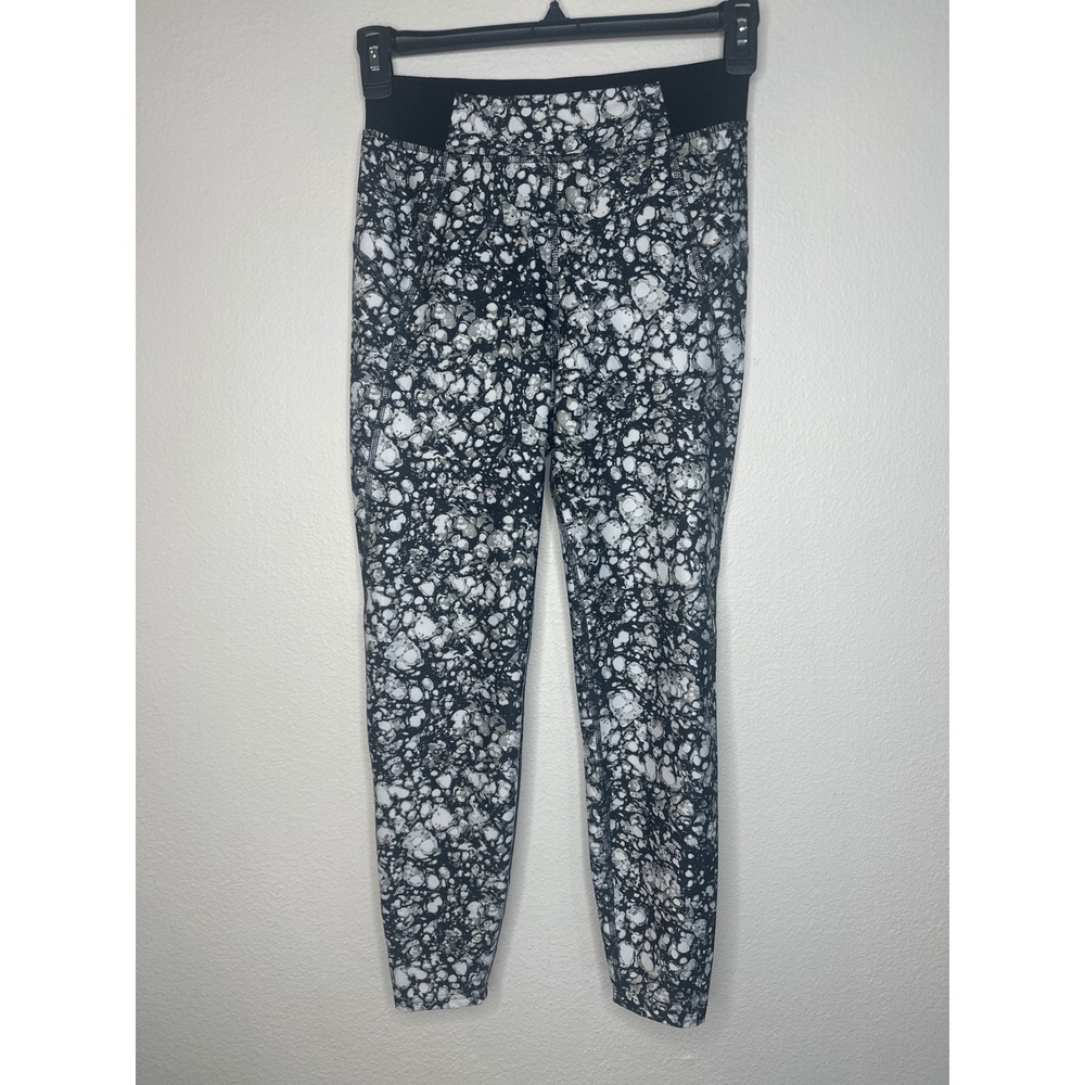 Cycle House‎ Women's Leggings Size L Black White Marble Print Activewear Pants